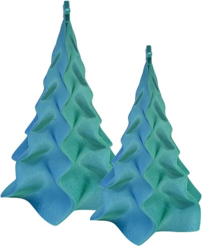 Organische kerstboom set – Decoratief object – Blauw / Groen - 3d geprinte object – Winter woondecoratie – 15CM & 20CM