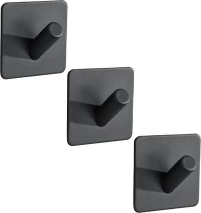 EAVY Handdoekhaakjes Zelfklevend Zwart - 3x Zelfklevende Haakjes - Handdoekhouder - Plakhaakjes - Wandhaak