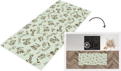 Keukenloper - Loper keuken - Vintage - Auto - Oldtimer - Jongen - Patroon - 120x50 cm - Keukenloper vinyl
