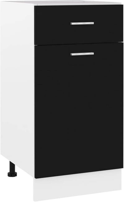 Keukenkast zwart 40 x 46 x 81,5 cm - onderkast met lade en planken