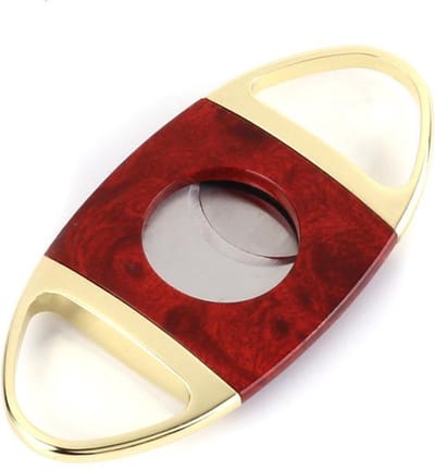 Sigarenknipper - Sigarensnijder - Sigaar Knippen - Ovaal - Tot 22 mm dik - Roestvrij Staal - 1 stuk - Rood/Goud