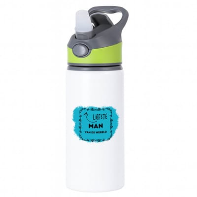 Hacebo® - liefste man van de wereld waterfles met rietje groen - Vriend/vriendin - de liefste man - valentijnsdag - verjaardag - cadeautje voor vriendje - kado - geschenk - water fles - 650ML