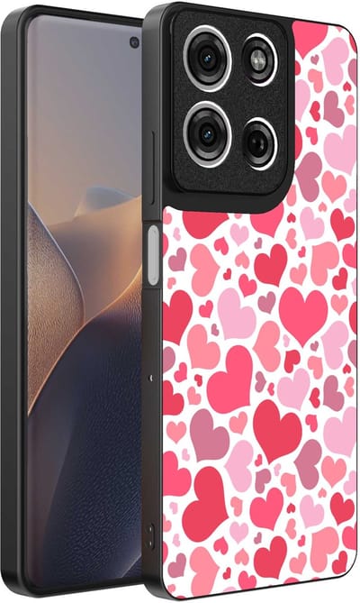 Geschikt voor Motorola Edge 60 Pro Telefoonhoesje met Hartjes Print - Hearts Design TPU Backcover Case - Kinder Hoesje met Hartjes Design - Smartphonica geschikt voor Motorola Edge 60 Pro