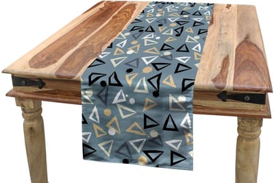 ABAKUHAUS Grunge-tafelloper – Geometrisch patroon – 40x180 cm – Multicolor