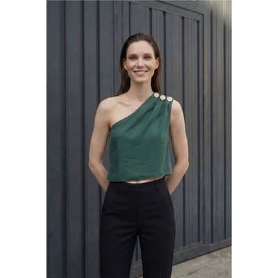Asymmetrische Kraag Mouwloze Chiffon Top
