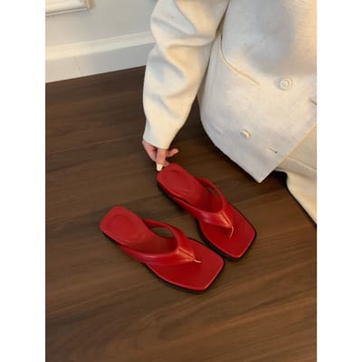Slippers met Sleehak Dames Teenslippers Vakantie Strand Slippers Smalle Zomersandalen Casual Schoenen Comfort Schoenen 38 red