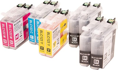 Set 10x ABC huismerk inkt cartridge geschikt voor Brother LC-121 LC-123XL voor DCP-J132W DCP-J152W DCP-J152WR DCP-J172W DCP-J4110DW DCP-J4110W DCP-J552DW DCP-J752DW MFC-J245 MFC-J285DW MFC-J4310DW