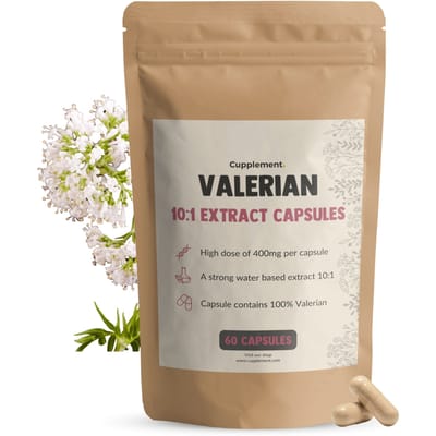 Cupplement Valeriaan Extract 8.000 mg per dagdosering 60 Capsules - Valeriaan kat - Valeriaan thee - Valeriaan extra sterk 125 mg - Vegan - Zonder toevoegingen - Lab getest - 60 dagen voorraad per zakje