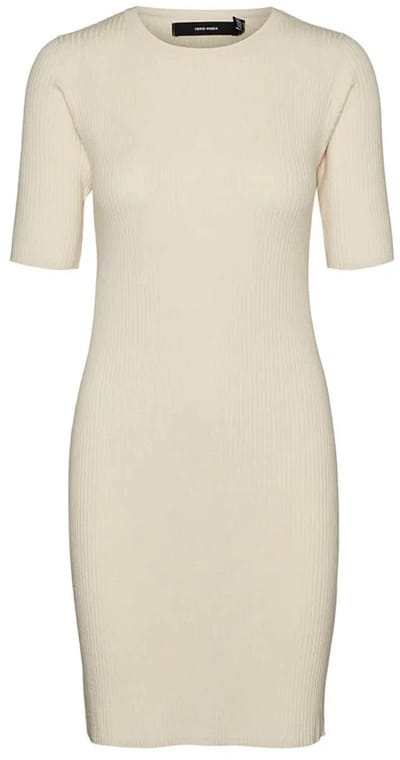 Vero Moda Gold 2/4 O Neck Vip Korte Mouwen Korte Jurk Wit L Vrouw