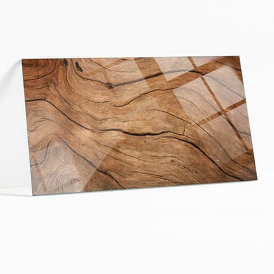 Wallfluent - Natuurlijk Houtpatroon Veiligheidsglas - 120 x 60 cm - Bruin Gehard Glas - Rechthoekig Tafelblad Glas - Glazen Plaat - Glazen Tafelblad voor de Woonkamer