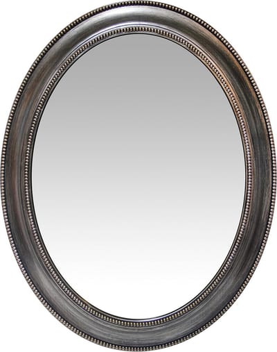 Wandspiegel - Ovale Spiegel - Decoratie Binnenhuis - Kralenrand Design - 30 inch - Zilver