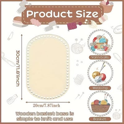 Fond de Sac Tissé en Bois Rond Panier Tissé Base en Bois Fond de Panier en Bois Vierge Moulure Panier DIY Fournitures Tissage Crochet Sac à Bandoulière DIY 30cmX20cm/11.8inX7.87in