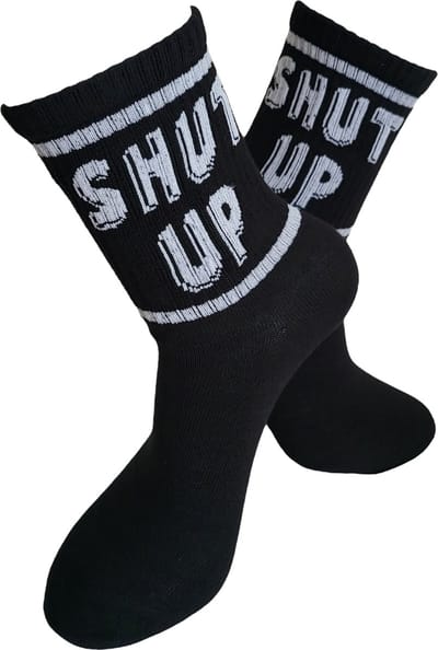 Verjaardags cadeau - Shut Up Sokken - vrolijke sokken - zwarte sokken - tennis sokken - sport sokken - valentijns cadeau - sokken met tekst - aparte sokken - grappige sokken - Sokken waar je vrolijk van wordt - maat 37-44