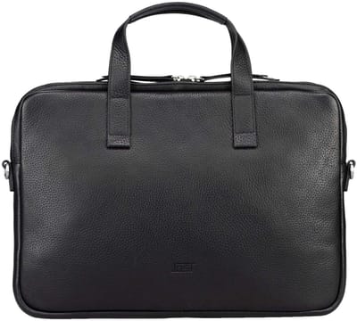 JOST Leren laptoptas schoudertas met laptopvak Vika Laptop Case 15.6" Black zwart