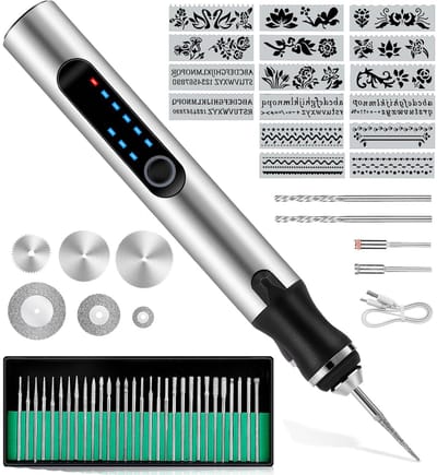 Graveerpen-Elektrische graveerpen-Draadloze USB-graveerpen - Elektrische graveerpenset - 12 sjablonen - Multifunctionele graveerpen - Voor graveren in hout, metaal, steen, plastic en glas