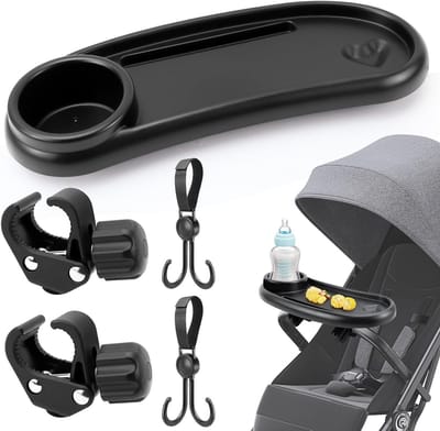 Snackhouder met 2 Haken - Multifunctioneel Plankje en Bijzettafel voor Kinderwagens