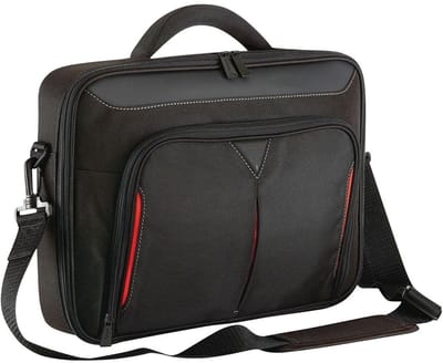 StayPowered Laptoptas - Slank, Sterk & Slim Ontworpen - Optimale Laptopbescherming - Slimme Indeling - Verstelbare Comforthandgreep - Lichtgewicht & Elegant - Trolley-Compatibel - Zwart/Rood - Levering Sneller dan Aangegeven!