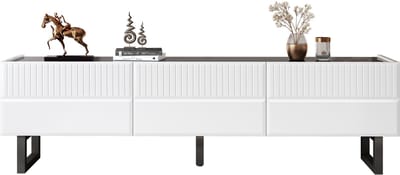 TV-Meubel- 170 x 35 x 47 cm - TV-Standaard, 3 Laden, Klassiek Zwart-Wit Ontwerp - MDF - Zwart, Wit