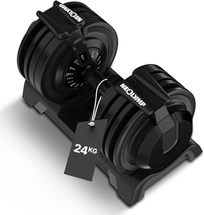 NEOLYMP Verstelbare Dumbbell 24kg – 12 Gewichtsniveaus met Draaigreep – Dumbbell