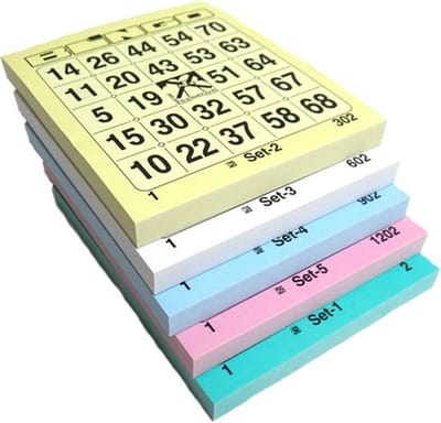 Bingo Holland Bingokaarten - 5x 100 verschillende kleuren - 1-75