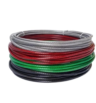 Staalkabel Vinyl Gecoat - Vliegtuigkabel Sterk - Trekken en Hefen - Roestvrij Staal 304 - 4 mm Diameter - Rood