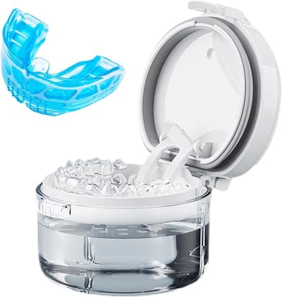 Opbergdoos Gebit - Bewaarder Mondbeschermer - Hygiënisch Opbergen - Met Afvoerlade - 9.5x9.5x7cm - Wit