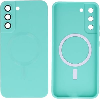 Hoesje Geschikt voor Samsung Galaxy S22 - Back Cover - MagSafe Hoesje met Camera Beschermer - Turquoise