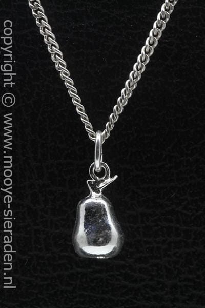 Zilveren Peer ketting hanger