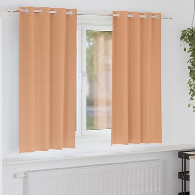 vidaXL Zwart-out Gordijnen met Ringen 2 st Licht Bruin 175 x 140 cm