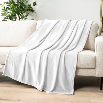Luxe Fleece Plaid Deken Bank en Bed Super Zacht Fluwelen Kwaliteit Wit 125x150 cm