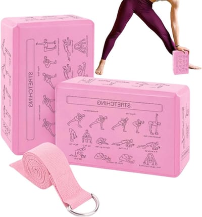 Pilatesblokken Set - Fitnessblokken Yogasteen - Oefeningen Verbeteren - Antislip Oppervlak - 23 x 15 x 7.5 cm - Roze