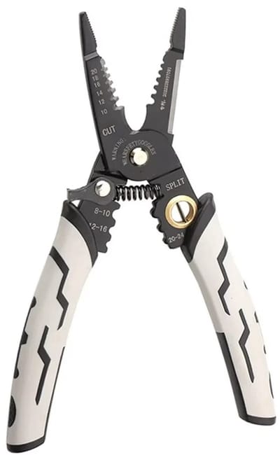 WiseGoods Premium Multifunctionele Elektricienstang 8-In-1 - Tang 20CM Grijs - Draadstrippen / Kabelsnijden / Krimpen & Splitsen