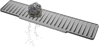 Siliconen Kraanmat - Afdroogmat Aanrecht - Keuken Beschermen - Sneldrogend Antislip - 46 x 16 x 3 cm - Grijs