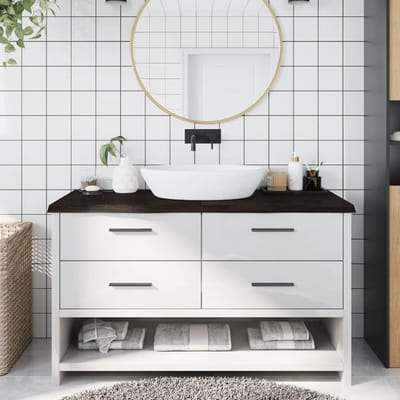Tafelblad Massief Hout - Bureau Werkblad - Tafel Opfrissen - Handgemaakt Live Edge - 140x60 cm - Donkergrijs