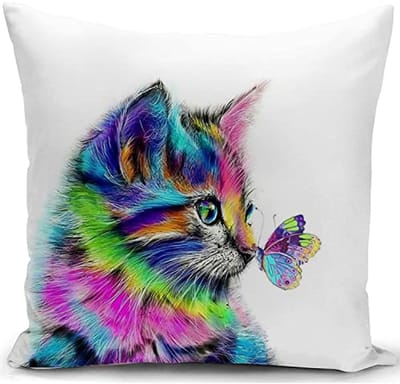 Kussenhoes voor kattenliefhebbers - Decoratieve kussenhoes voor woonkamer, bank en bed - 45 x 45 cm, ideaal cadeau voor vrouwen