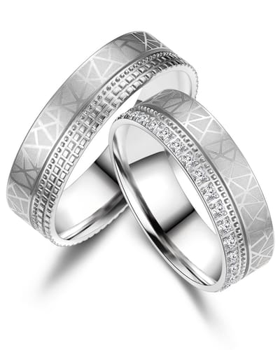 Jonline SET Trouwringen Rondom Zirkonia | Vriendschapsringen |Relatie ringen | Set Ringen |