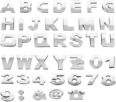 Dailygoods- Embleemstickers 40 Stuks - 3D Alfabet Letters - Auto Stickers - Zilver - ABS Materiaal - Universele Decoratie - Autostickers