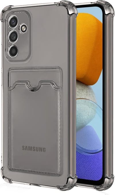 Schokbestendig TPU Hoes Kaarthouder Geschikt voor: Samsung Galaxy A32 5G - Grijs - Hoesje met Achterkant Pasjeshouder