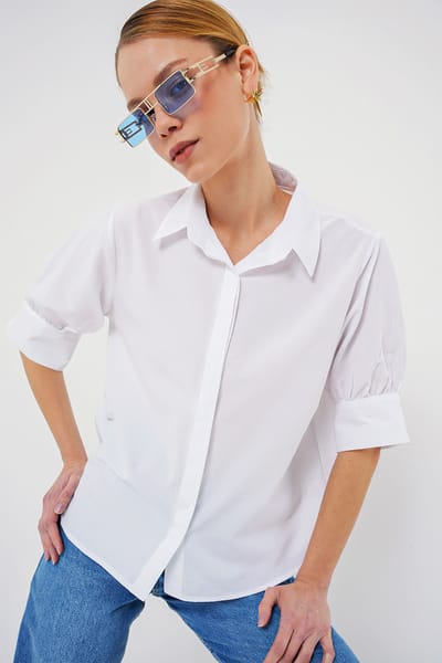 Poplin Overhemd met Knopen en Kraag