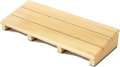 Houten Voetsteun - Voetenbankje Bureau - Comfortabel Zitten - Antislip Bodem - 40cm Breed - Beige