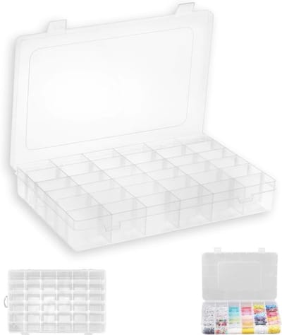 SnelShoppen - Sorting Box met 36 Compartimenten - Transparante Opbergdoos voor Kleine Onderdelen - Stevige PP Plastic - Verstelbare Indeling voor Kral