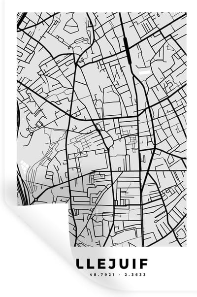 Muurstickers - Sticker Folie - Kaart - Stadskaart - Villejuif - Plattegrond - Frankrijk - 20x30 cm - Plakfolie - Muurstickers Kinderkamer - Zelfklevend Behang - Zelfklevend behangpapier - Stickerfolie