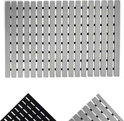Antislip Bad Drainage Mat met Eendenplank Ontwerp in Grijs - Groot Formaat (64x43cm/25x17 inch)