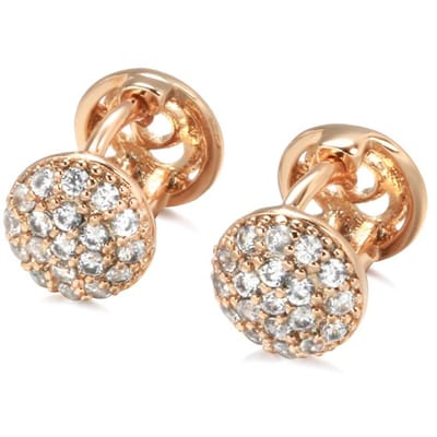 Nouvelles Boucles d'Oreilles Rose Doré Insolites pour Femmes Bijoux Romantiques de Mariage Mode Boucles d'Oreilles Poussettes Rondes en Zircon Naturel beige