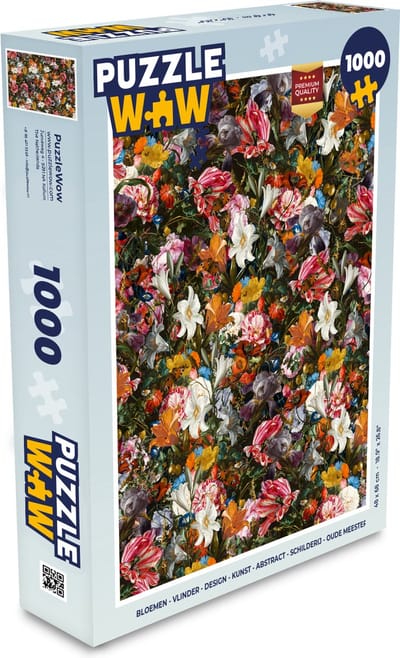Puzzel Bloemen - Vlinder - Design - Kunst - Abstract - Schilderij - Oude meesters - Legpuzzel - Puzzel 1000 stukjes volwassenen