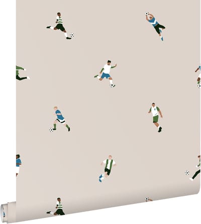 ESTAhome behang voetbalspelers beige - 50 x 900 cm - 131279