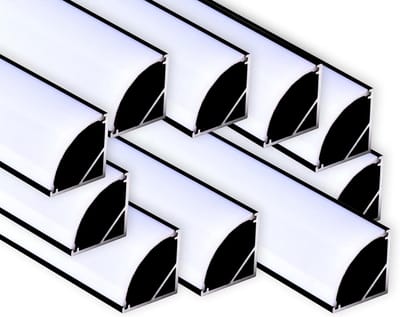 10x 2 Meter Aluminium Profiel Zwart voor LED Strips (20m Totaal) met Melk Witte Afdekking