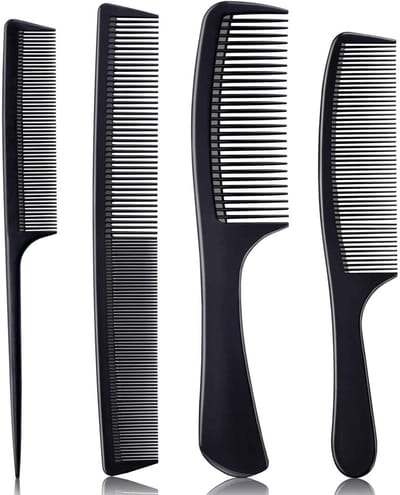 Kammenset 4 Delig - Haar Kammen - Haar Styling - Koolstofvezel Materiaal - Verschillende Maten - Zwart