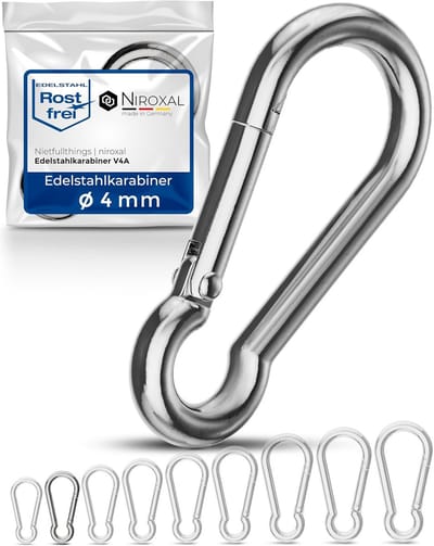 Set van 20 RVS Karabijnhaken 4mm Zonder Kous - Zeer Sterk en Corrosiebestendig