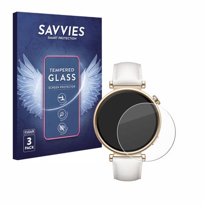 Savvies - Glas Screenprotector voor Huawei Watch GT 4 (41mm) - Gehard Beschermglas 9H 3 Stuks